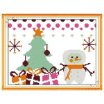 Christmas Snowman Canvas 14CT Stamp Cross Stitch DIY Needlework  C233