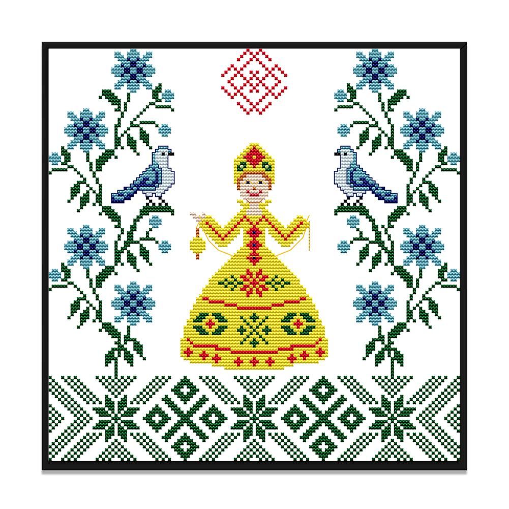 Cartoon Animal Stamped Cross Stitch 14CT Embroidery Set  Princess KB084