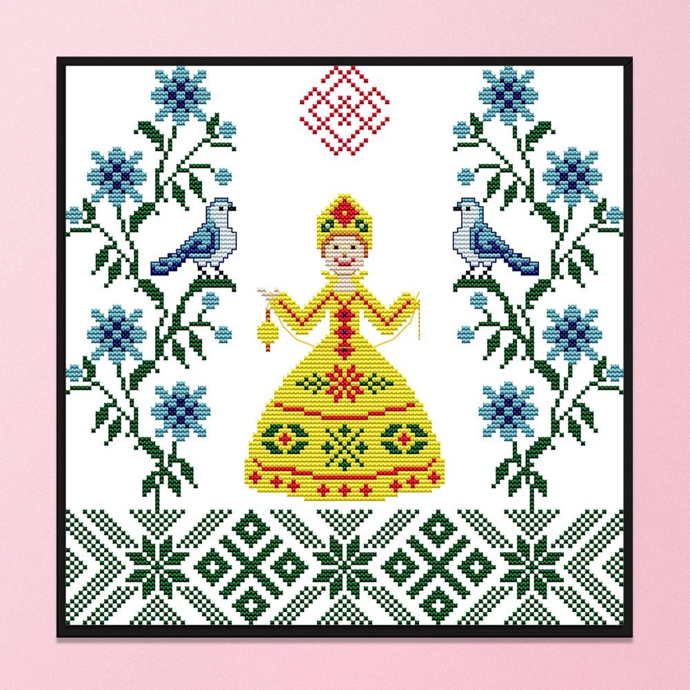 Cartoon Animal Stamped Cross Stitch 14CT Embroidery Set  Princess KB084