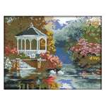 14CT Stamped Cross Stitch Needlework Kits  F869 Swan Lake Observation Deck