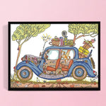 Canvas DIY Artwork Needlework 14CT Stamped Kit Cross Stitch  Station Wagon