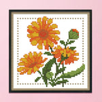 12 Months Flower Cross Stitch Printed Canvas DIY Needlework  October H432