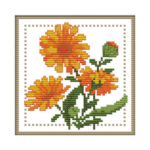 12 Months Flower Cross Stitch Printed Canvas DIY Needlework  October H432