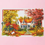 Ecological Cotton Cross Stitch DIY Autumn 11CT Stamped Needlework  0284