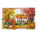 Ecological Cotton Cross Stitch DIY Autumn 11CT Stamped Needlework  0284