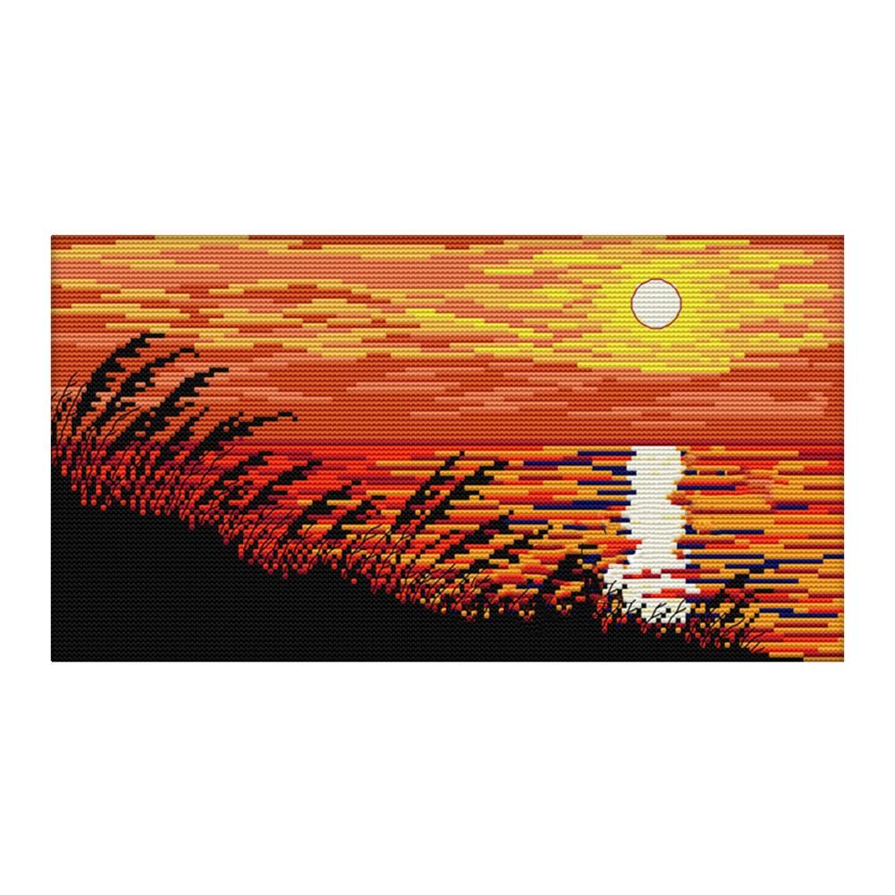 Sunset 14CT2 Cross Stitch Ecological Cotton DIY Painting Art Crafts (F654)