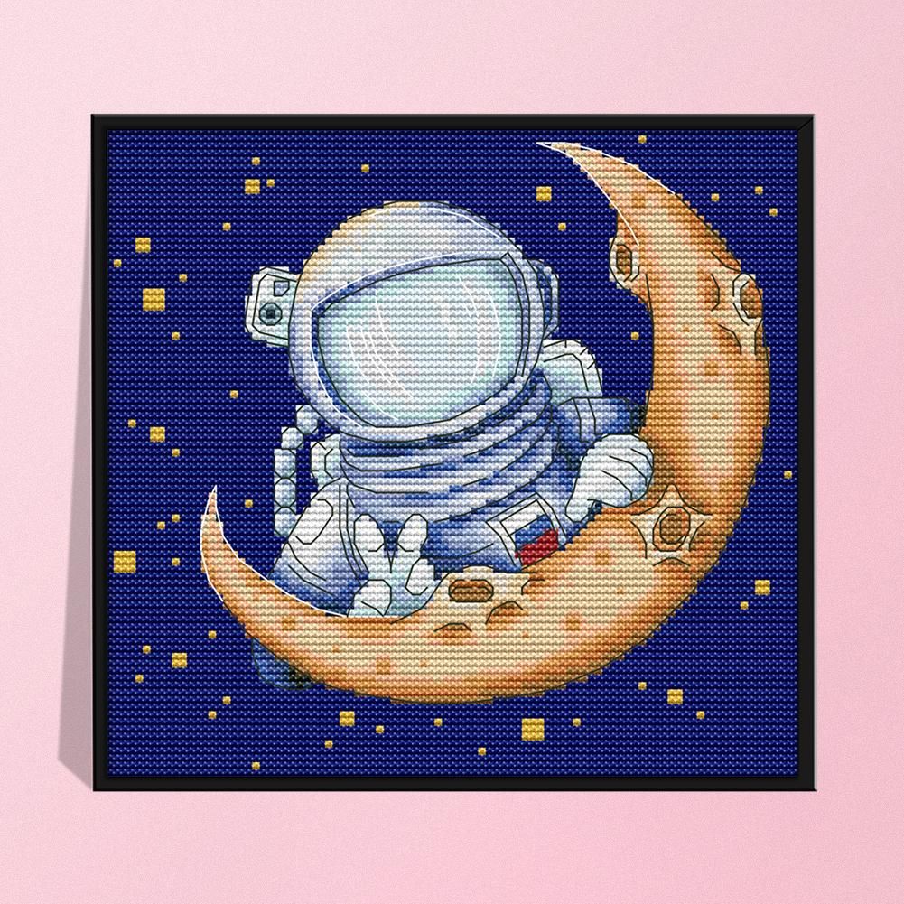 Landing Moon Cross Stitch 14CT Stamped Embroidery Thread Needlework  KB039