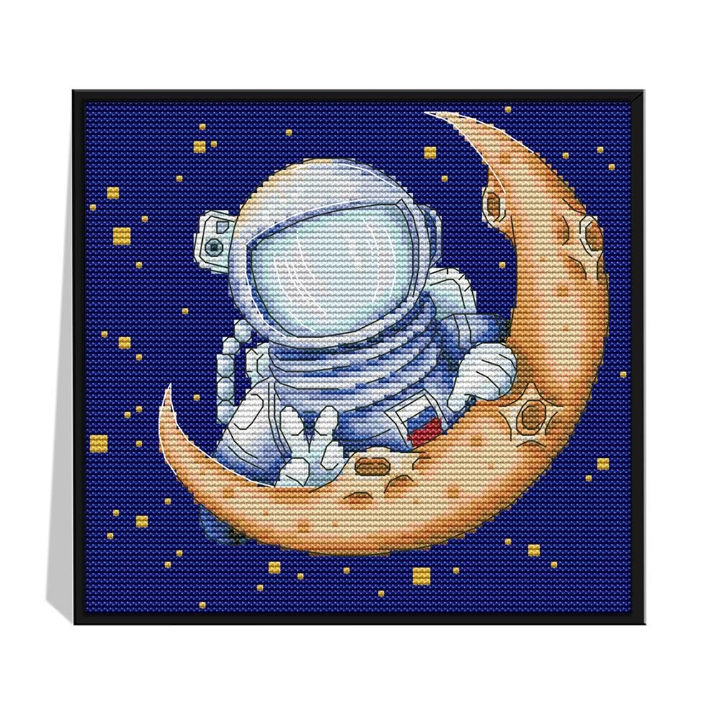 Landing Moon Cross Stitch 14CT Stamped Embroidery Thread Needlework  KB039
