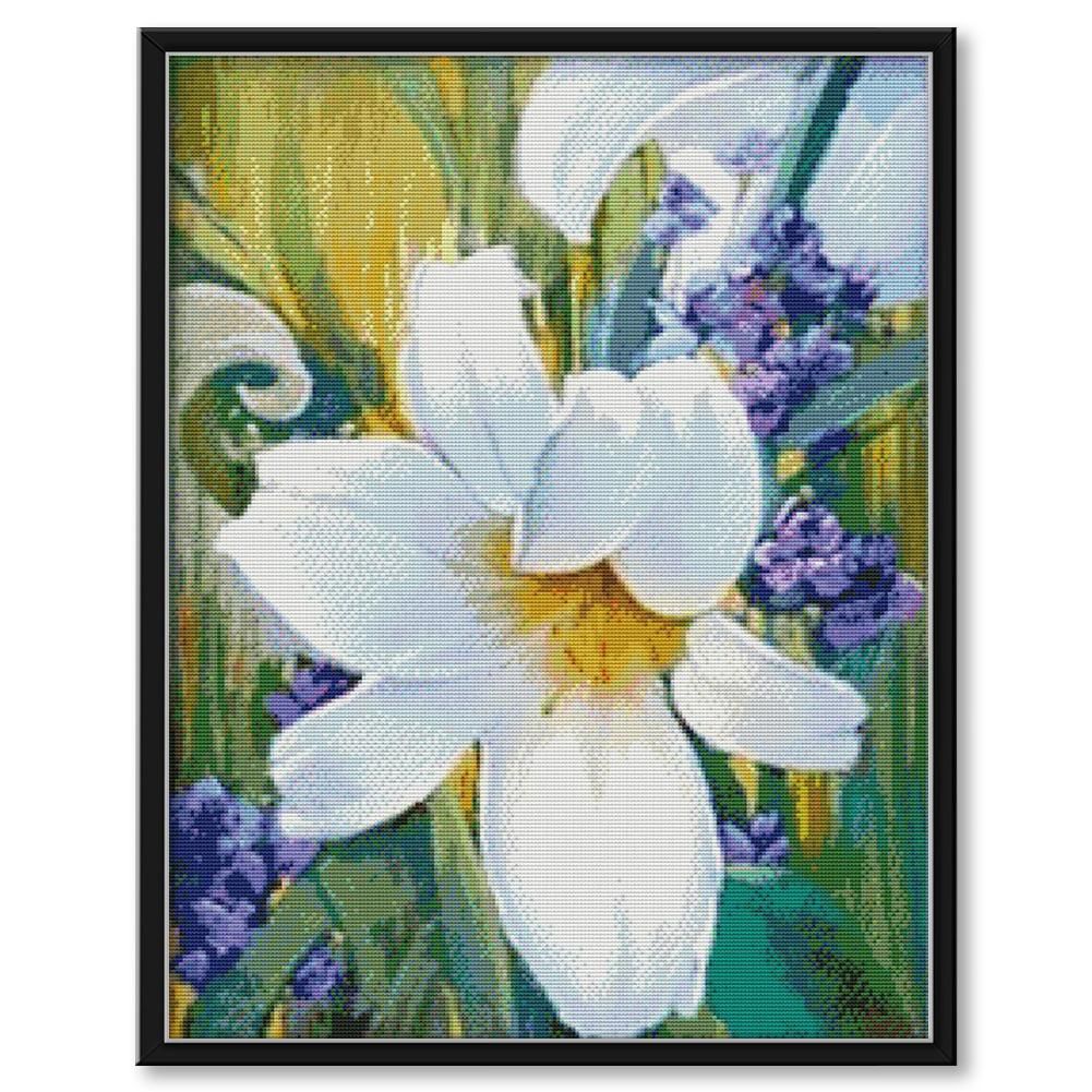 Lily 14CT Stamp Cross Stitch Ecological Cotton Embroidery 55x44cm  H804