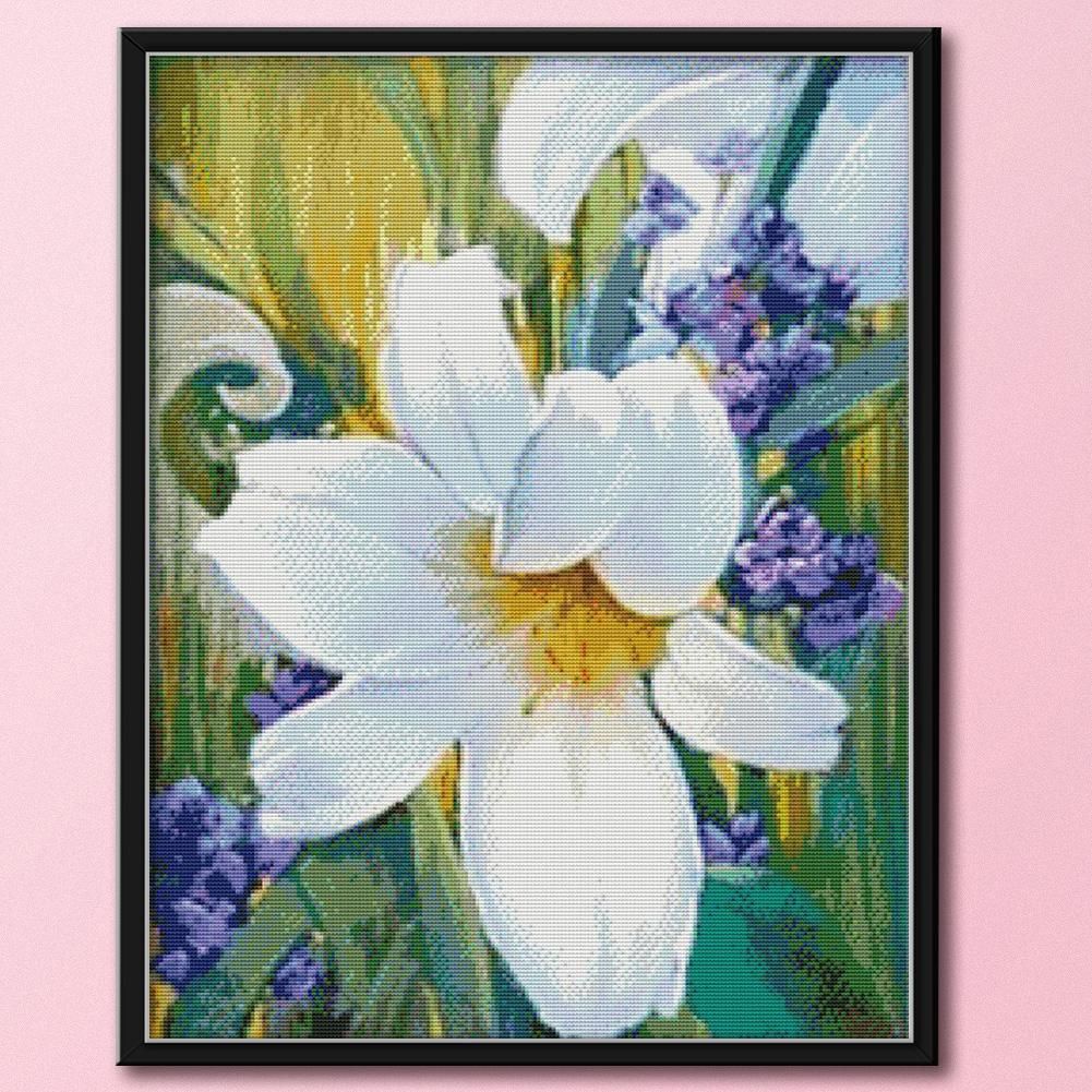 Lily 14CT Stamp Cross Stitch Ecological Cotton Embroidery 55x44cm  H804