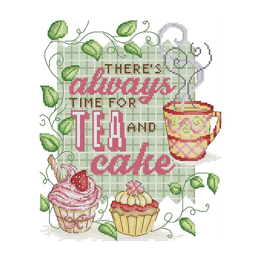 Cross Stitch Kits Printed Canvas Embroidery DIY 14CT Stamp  J341 Tea Cake