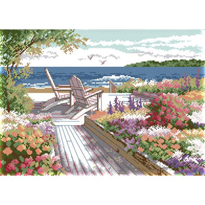 Beachscape Cross Stitch Kits 14CT Stamped Print On Canvas Needlework  F130